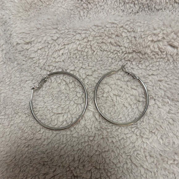 Elegant Silver Hoop Earrings - Picture 2 of 2